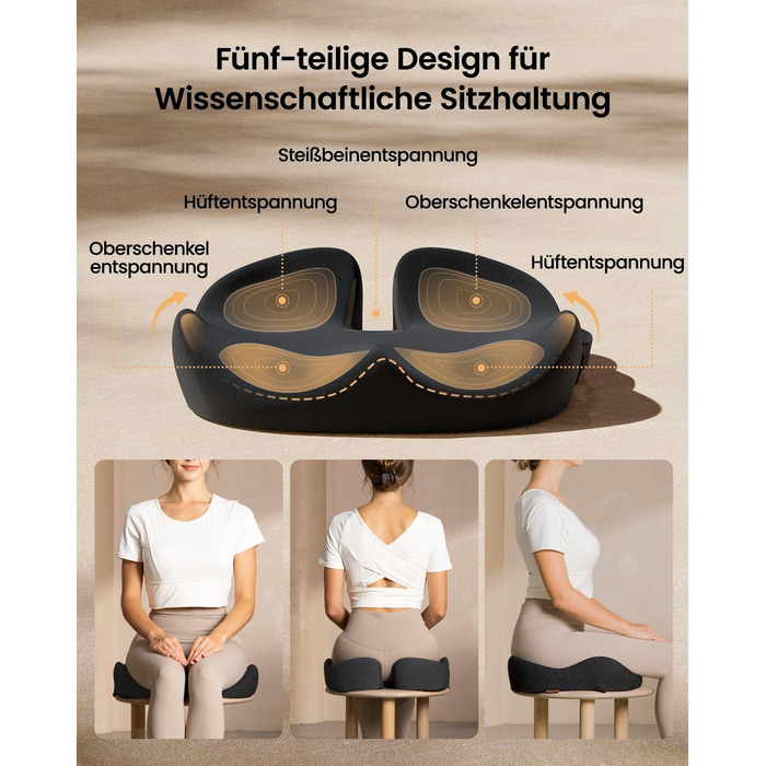 Подушка для офісного крісла ProtoArc, ергономічна подушка для куприка, піна з пам'яті, для інвалідного візка, авто, чорний колір, великий розмір