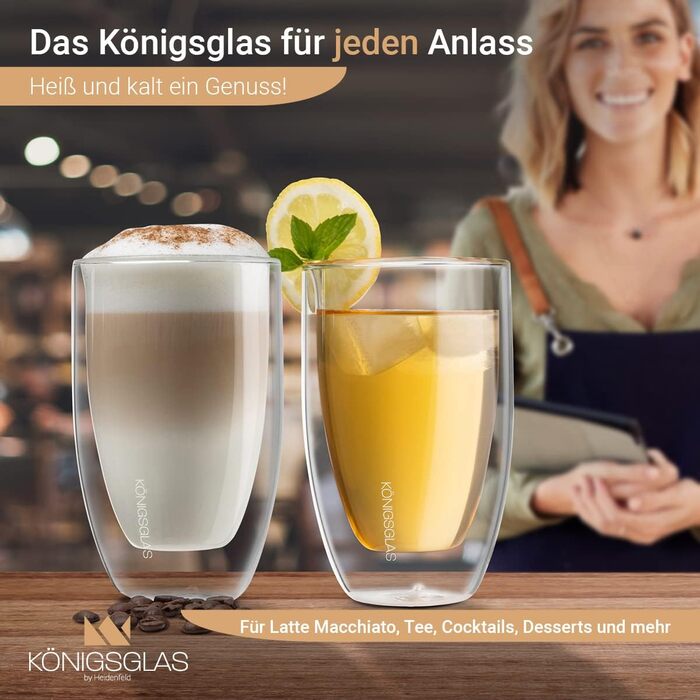 Набір окулярів Heidenfeld Knigsglas Latte Macchiato (4 шт. 300 мл) - Термоокуляри з подвійними стінками