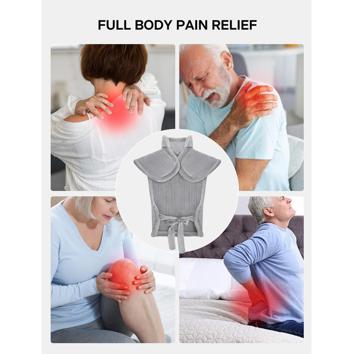 Електричний нагрівальний килимок для спини, шиї та плечей ALLJOY, 56 x 84 см, 6 режимів нагріву, таймер, автовимкнення