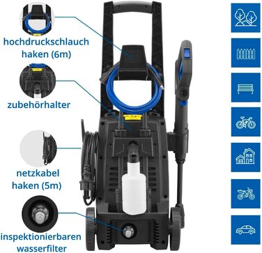 AR Blue Clean мийка високого тиску e-4 TWINFLOW D з Dualtech System та Power Brush (2500 Вт, 810 л/год) (125 бар - 420 л/год) з насадкою для миття поверхонь та щіткою