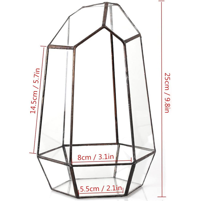 Скляне тераріум NCYP 16,5x16,5x25cm: геометричний дизайн, горщик для сукулентів та папоротей (без рослин)