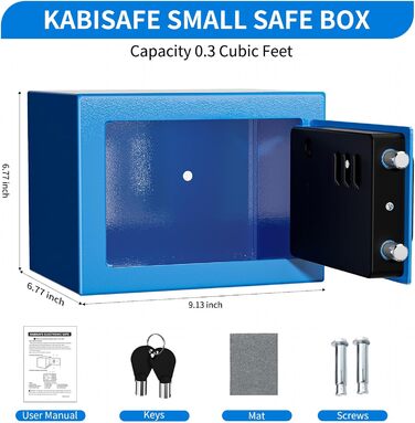 Цифровий сейф KABISAFE 6,8 л: компактний сейф для дому та офісу, з електронним замком та 2 ключами, білий (Blue)