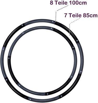 Обруч для хула-хупа вагою 1,8 кг, 8 шт., обруч для фітнесу для дорослих 100 см, легко знімається, для схуднення, знімні секції, професійні обручі для хула-хупа для схуднення, обруч для хула, чорний сірий