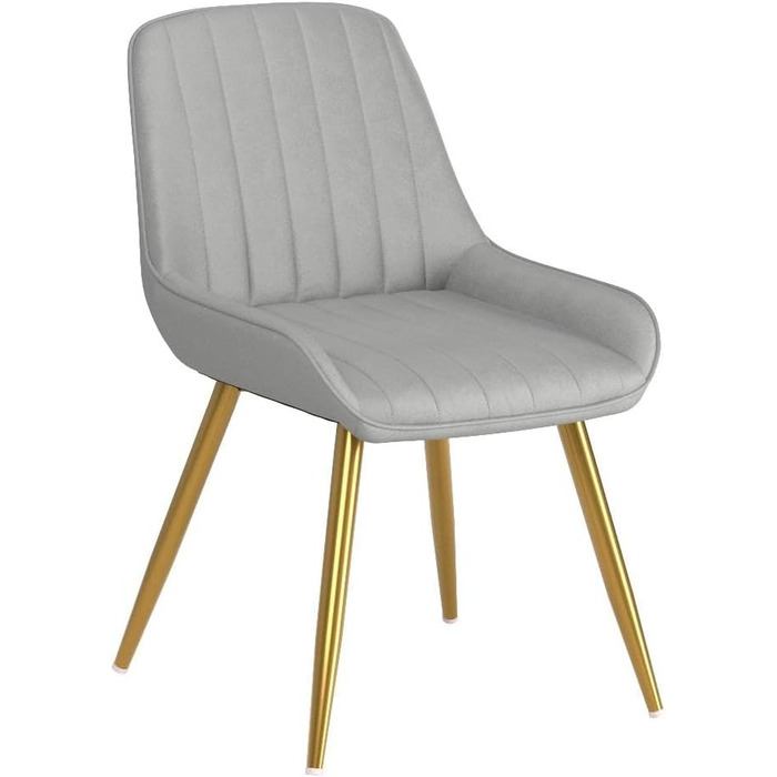 Крісла для їдальні Lestarain, 2 шт., для кухні, вітальні, їдальні, в стилі ретро, з м'яким сидінням, металеві ніжки, до 150 кг, (велюр, світло-сірий)