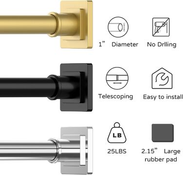 Штанга для душу ENE, 79-200 см, нековзна, натяжна фіксація без свердління, регульована, з нержавіючої сталі