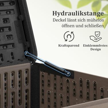 Ящик для зберігання садовий COSTWAY 378 л, водонепроникний, з кришкою на замок, для подушок та інструментів, чорно-коричневий