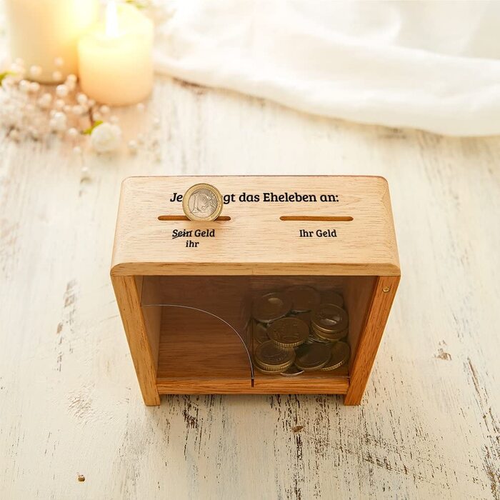 Скарбничка Casa Vivente для сімейних пар з принтом у вигляді серця, дерев'яна скарбничка для подарунків на весілля, упаковка для грошових подарунків (стандарт сімейного життя)
