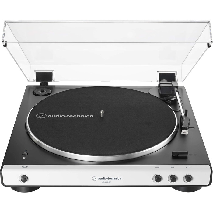 Програвач вінілу Audio-Technica LP60XBTBK з Bluetooth, автоматичний, ремінний привід, стерео, білий колір