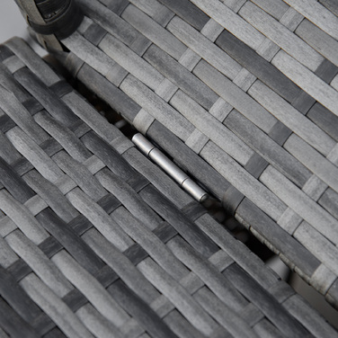 Шезлонг з ротангу з навісом для саду, регульований, з подушками, сірого кольору, 195 x 65 x 40 см