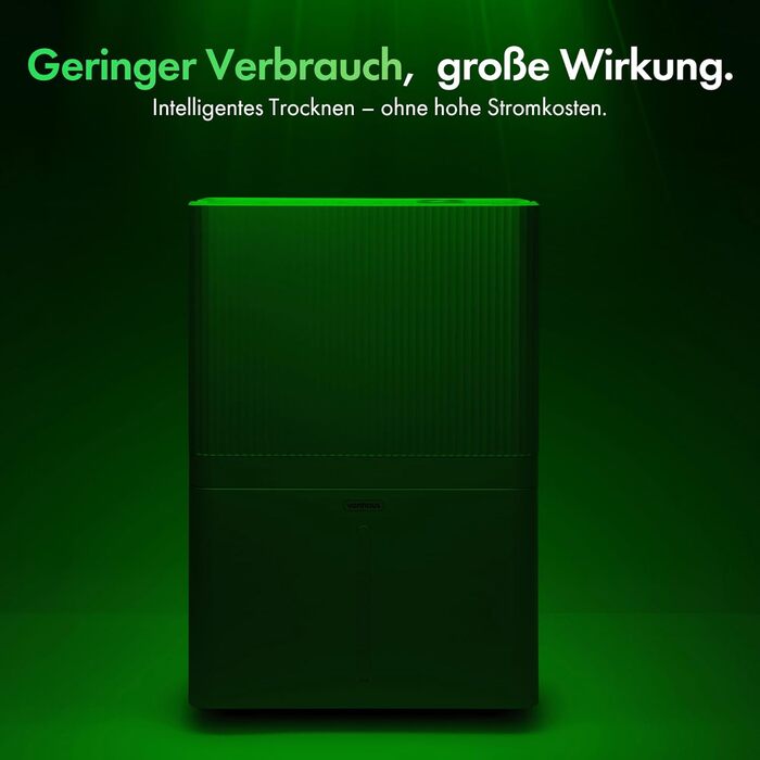 Електричний осушувач повітря VonHaus 12L/24h - для підвалу та приміщень до 125 м³, з таймером та гофрованим шлангом - захист від вологи та плісняви