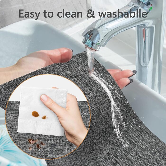 Набори скатертин DACHUI, 8 шт., ткані, з ефектом льону, водонепроникні, термостійкі, миються, довговічні (димно-сірий, темно-сірий)