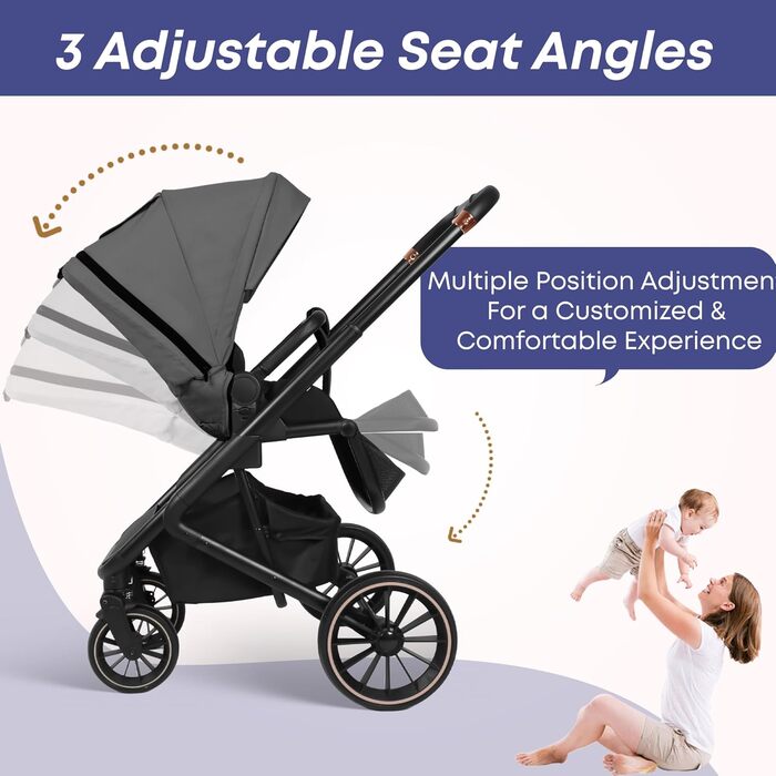Дитяча коляска 2-в-1 BabyVoyage з люлькою та прогулянковим блоком, поворотні колеса 360°, амортизація, регульована ручка, складна, комплект, колір зелений (темно-сірий)
