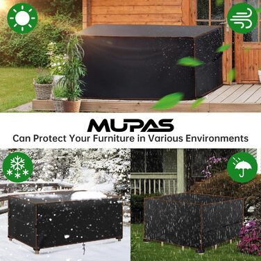 Захисний чохол для садово-патіо меблів, водонепроникний, 420D Oxford, для саду, тераси, чорний (230 x 165 x 80 см)