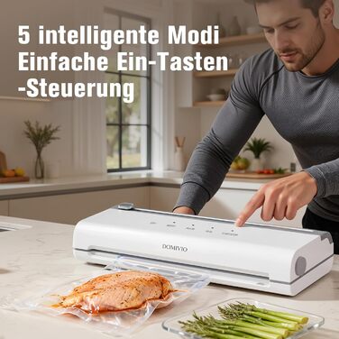 Вакууматор з нержавіючої сталі VS2093: потужність 85 кПа, режими «сухий/вологий», подвійна герметизація, LED-панель, з зовнішнім відсосом та 20 пакетами для кухні та гастрономії