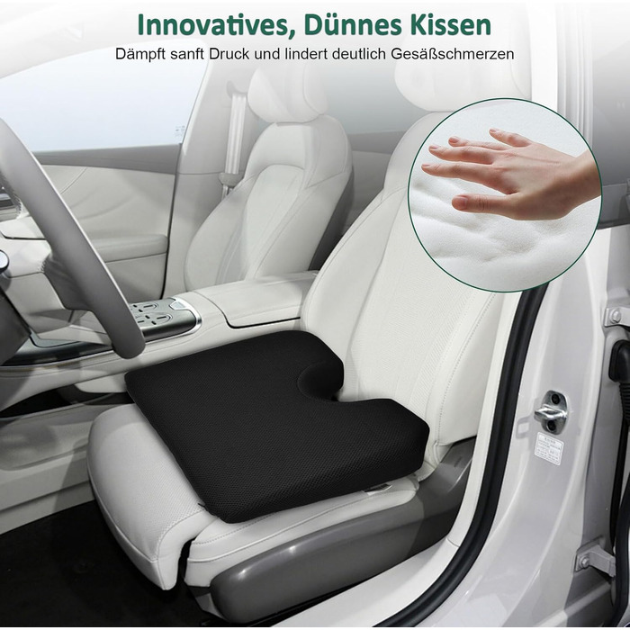Подушка для сидіння Fwiull з Memory Foam: комфорт та підтримка для авто, софи та офісу (чорний)