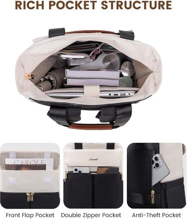 Жіночий рюкзак LOVEVOOK: компактний, водонепроникний, для ноутбука 15.6 дюймів, у стилях beige, black, brown