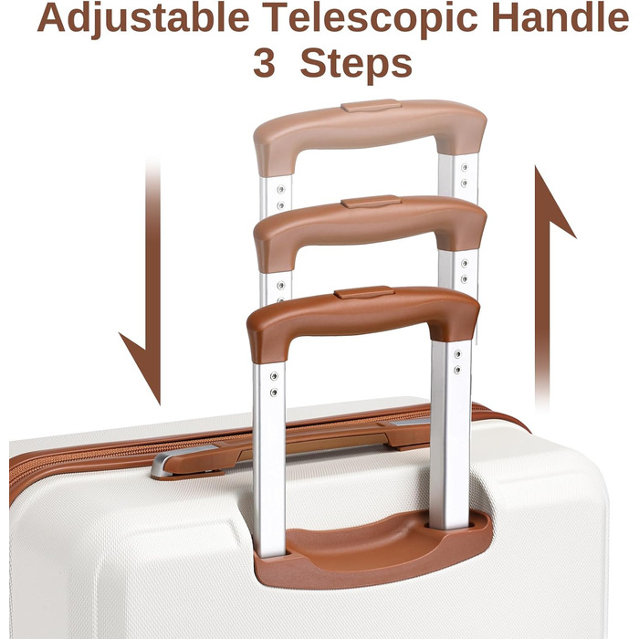 Набір валіз KONO 4 в 1: велика, ручна, косметичка та сумка для подорожей (кремово-білий)