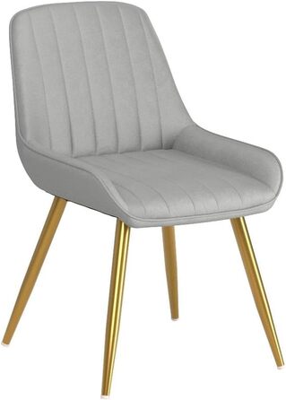 Крісла для їдальні Lestarain, 2 шт., для кухні, вітальні, їдальні, в стилі ретро, з м'яким сидінням, металеві ніжки, до 150 кг, (велюр, світло-сірий)