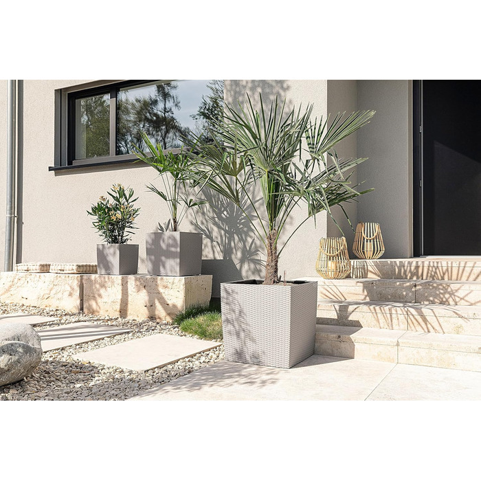 Горщик Lechuza Cube Cottage 30, 30x30x30 см, система автополиву, пісочно-коричневий