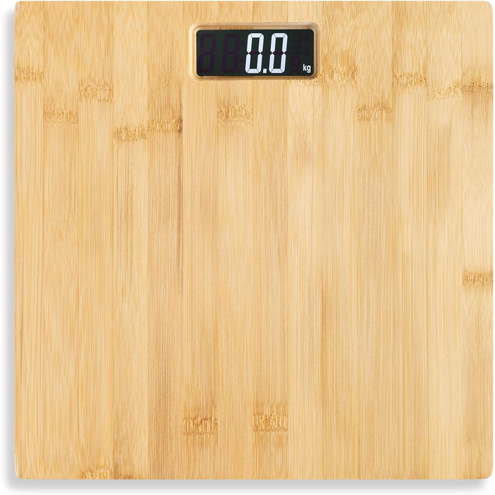 Цифрові бамбукові ваги для ванної кімнати Navaris - з РК-дисплеєм - 30 x 30 x 2,7 см - цифрові ваги для тіла - місткість 180 кг - ваги для ванної кімнати