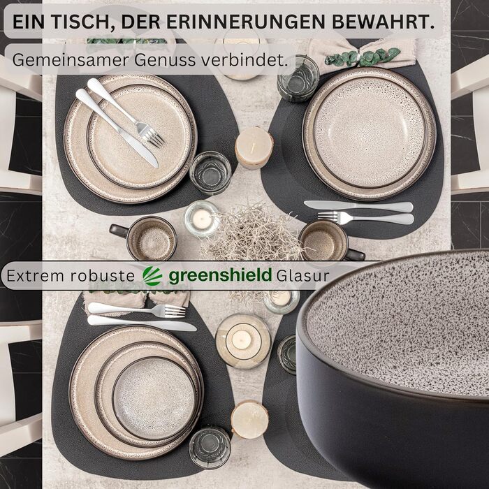 Набір посуду SÄNGER Tafelservice 24 частини, 6 осіб, керамічний посуд, 6 тарілок, 6 тарілок для сніданку, 6 глибоких тарілок, 6 паста-шляхів, блакитний з кремовим кольором | VALUE COLLECTION