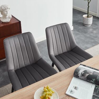 Тюкаїлай Комплект з 2-х обідніх стільців, штучна шкіра, ергономічний, з металевим каркасом, до 150 кг, для кухні та вітальні, коричневий (сірий, комплект з 4-х, велюр)