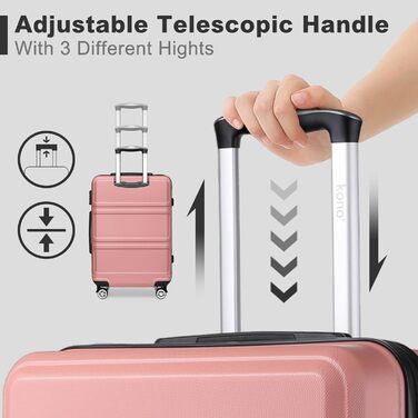 Валіза KONO 24 дюйми з TSA-замком, ABS, 4 колеса, 65×44×25.5 см, набір 3 шт.