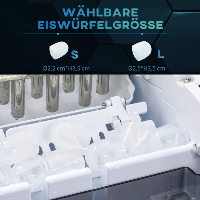 Машина для приготування льоду HOMCOM, диспенсер для льоду, Ice-Maker, продуктивність 12 кг/день, 9 кубиків/6-12 хвилин, сріблястого кольору