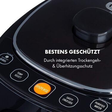 Кларстайн Hot Spring Plus - дозатор гарячої води, 5 л, LCD-дисплей, 45-95°C, нержавіюча сталь, захист від перегріву та сухого кипіння, дитячий замок, чорний