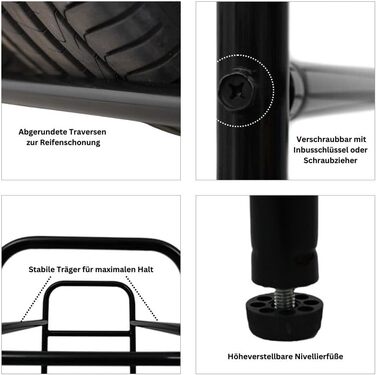 Стелаж для шин PROREGAL CARRERO 104x55x40 см, 4 шини, 2 рівня, чорний. Стелаж для гаража, майстерні, складу, підвалу