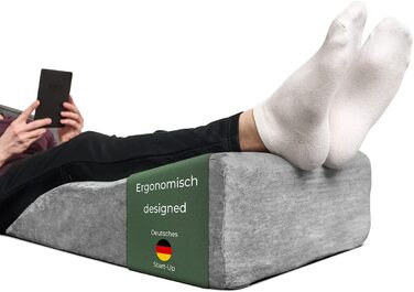 Подушка для ніг та колін: ергономічна піднімна подушка для ніг, підтримка ніг та колін, подушка для підняття ніг, клиновий тримач, сіра, для лімфи та вен