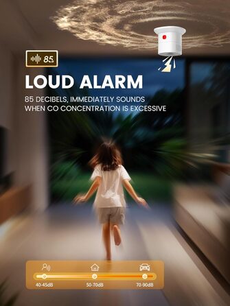 Детектор чадного газу HEIMAN з Wi-Fi, 10 років служби, сумісний з Tuya/SmartLife, EN50291, портативний (HS1CA)