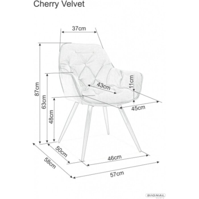 Стілець CHERRY VELVET чорний каркас/сірий BL.14