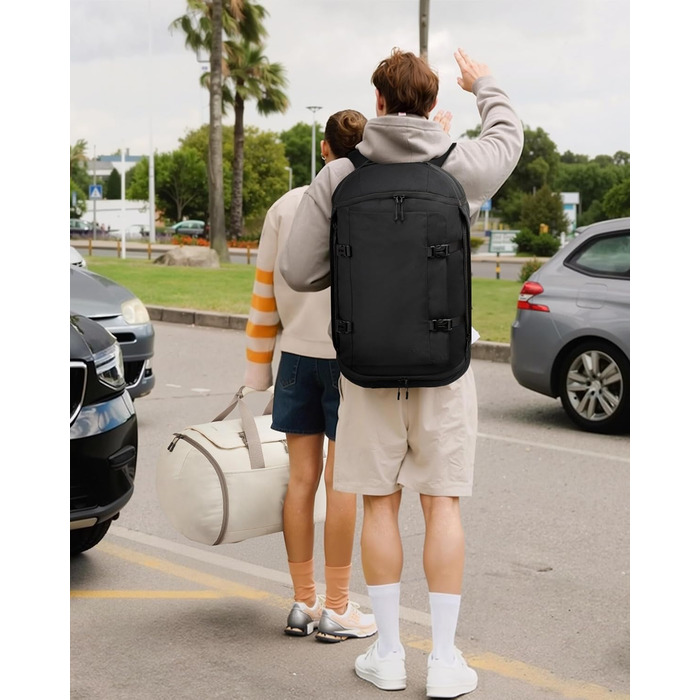 Спортивна сумка LOVEVOOK для чоловіків з відділенням для взуття, 65L, 52x45x28 см, Duffel Bag, для подорожей, Gym Bag, ручна поклажа, чорна