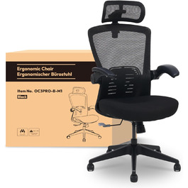 Крісло офісне ергономічне FLEXISPOT Pro (чорний Foam) з 2D-підголівником, регульованими підлокітниками та динамічною поперековою підтримкою, функція гойдання 120°, для дому, офісу, робочого кабінету