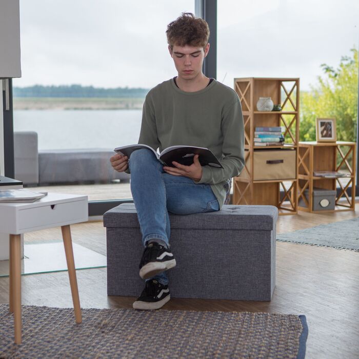 Relaxdays Складана лавка з льону