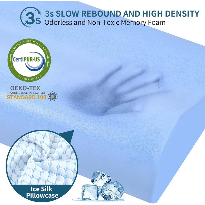 Ортопедична подушка під шию для зняття болю, Memory Foam, підтримка для сну на боці, спині та животі, охолоджуюча, ергономічна
