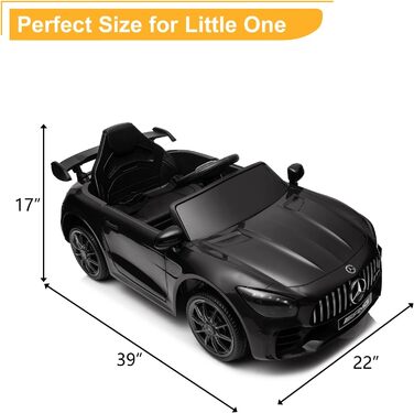 Дитячий електромобіль Mercedes-Benz AMG 12V, чорний, з пультом, MP3, LED, 2-дверний