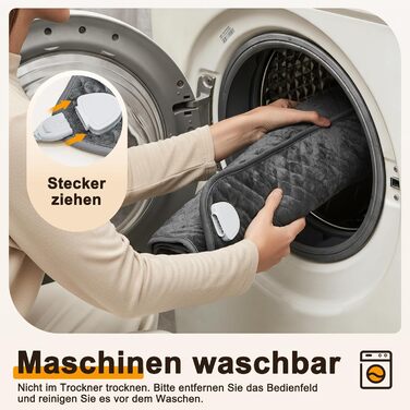 Електричний гріючий килимок XXXL (80 x 60 см) з автовимкненням, 6 температурних режимів, 4 налаштування часу для спини, плечей, живота, ніг, швидкий нагрів, можна прати в машині