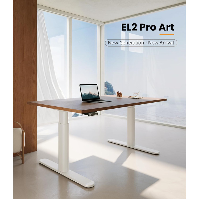 Електричний регульований стіл MAIDeSITe EL2 Pro Art з овальною основою, Dualmotor, 180 кг, 4 пам'яті, захист від зіткнень (білий)