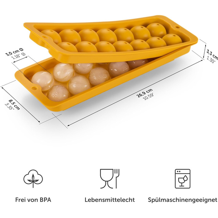 Форма для льоду Blumtal 2x14 Ø 3 см - форма для льоду без вмісту BPA, легко знімається, чорно-синя - гостра гірчиця (50 символів)