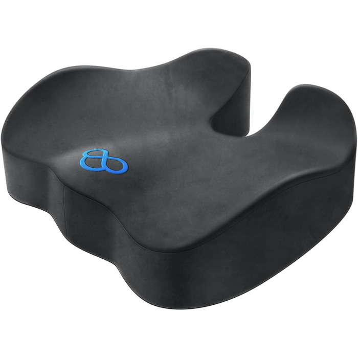 Подушка для сидіння BlissTrends з Memory Foam (13.2 см) - для офісного крісла, авто, літака. Зменшує біль у спині, куприку, ішіасу. Для тривалого сидіння.