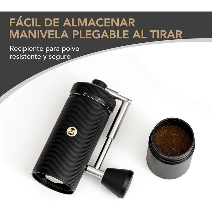 Ручна кавомолка TIMEMORE Chestnut з нержавіючої сталі, шліф Kegelschliff S2C, для еспресо та френч-пресу, чорна