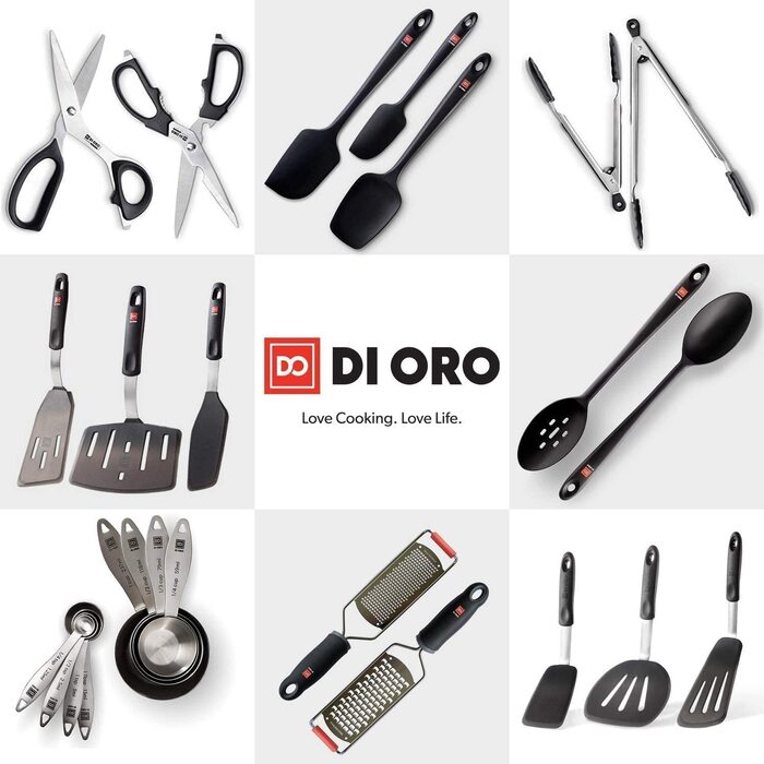 Набір кухонних ножиць DI ORO Professional з нержавіючої сталі - Висока продуктивність для птиці, м'яса, зелені - Багатоцільові та офсетні ножиці - Можна мити в посудомийній машині