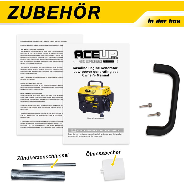 Генератор Aceup Energy Inverter 2000W: тихий бензиновий генератор з USB, 230V/12V, 19.8кг