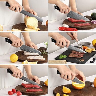 Набір кухонних ножів NANFANG BROTHERS 18 предметів з дамаської сталі VG10, професійний японський набір ножів з дерев'яним блоком