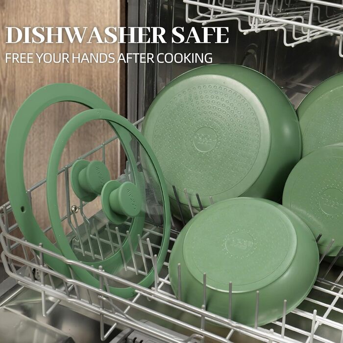 Набір каструль та сковорідок 23 частини з антипригарним покриттям, знімні ручки, для всіх типів плит, сумісний з духовкою, без PFAS, PTFE, PFOA, кремово-білий