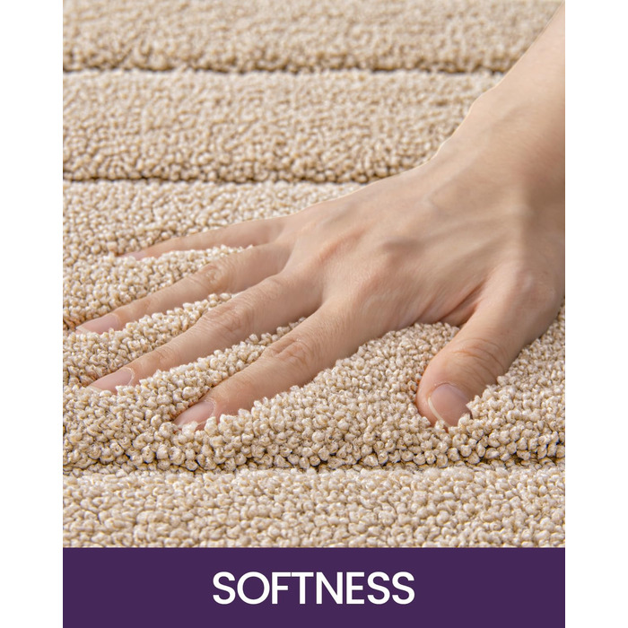 Килимок для ванної кімнати DEXI, преміум-якість, м'який, вбираючий, з антиковзаючою основою, 40,6 x 61 см, бежевий