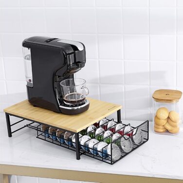 Тримач для капсул Tassimo Navaris з бамбука та заліза - органайзер для 54 капсул - чорний