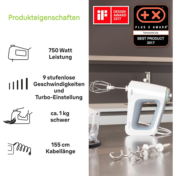 Блендер ручний Braun MultiMix 5 HM 5137 білий 750 Вт з насадками